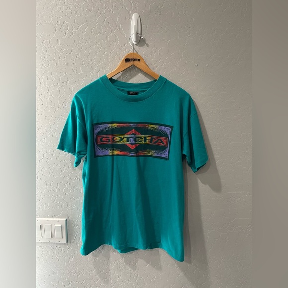Vintage‎ 90s Gotcha Surf Neon Box Logo SS Shirt Size Large - Picture 1 of 8